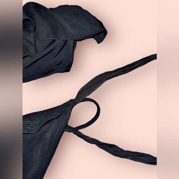 *RARE* Black Victoria’s Secret (Crochet/Ruffle) Detailed Cheeky Swimsuit Bikini - Picture 10 of 15